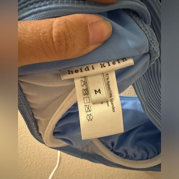 HEIDI KLEIN Cairns lace-up bikini top Blue Sz M - Picture 7 of 8